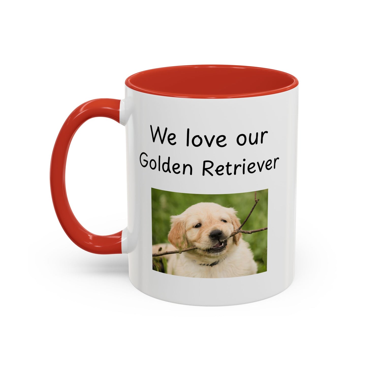 Keramiktasse – „Wir lieben unseren Golden Retriever“