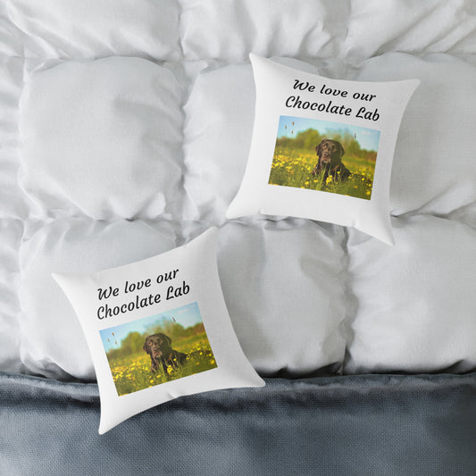 Square Pillow - "We Love Our Chocolate Lab"