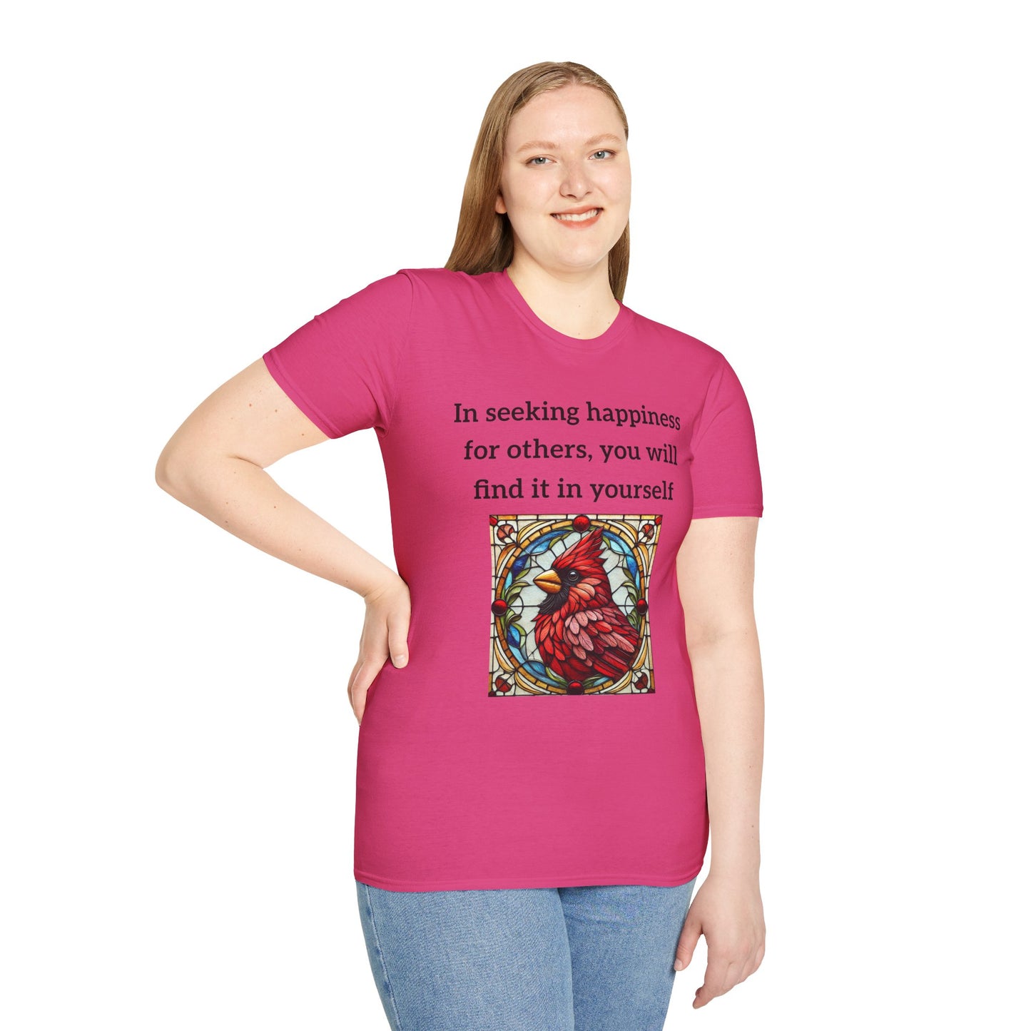 Unisex T-Shirt - Inspirational Cardinal Graphic And Happiness Quote