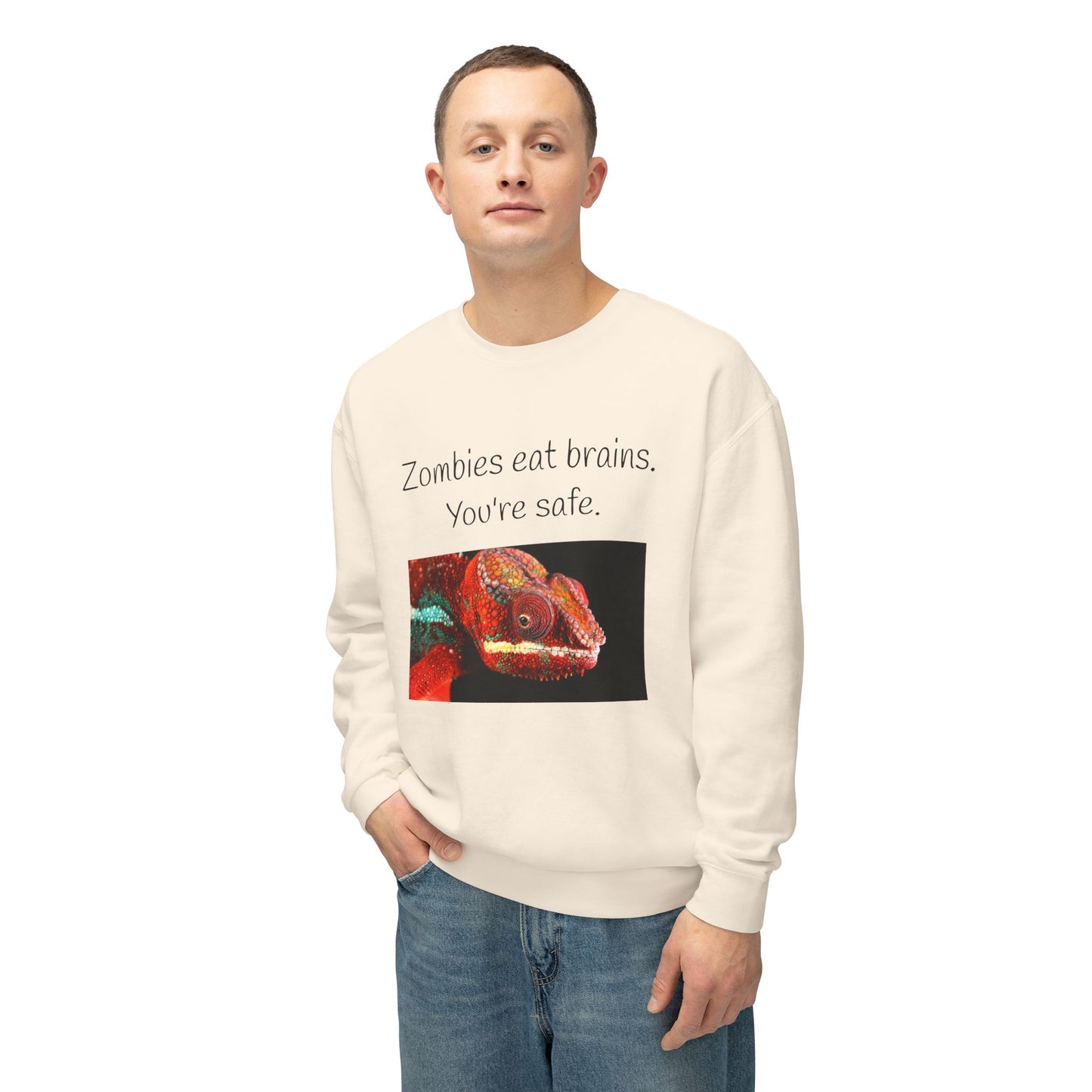 Halloween Sweatshirt - "Zombies Eat Brains. You're Safe."