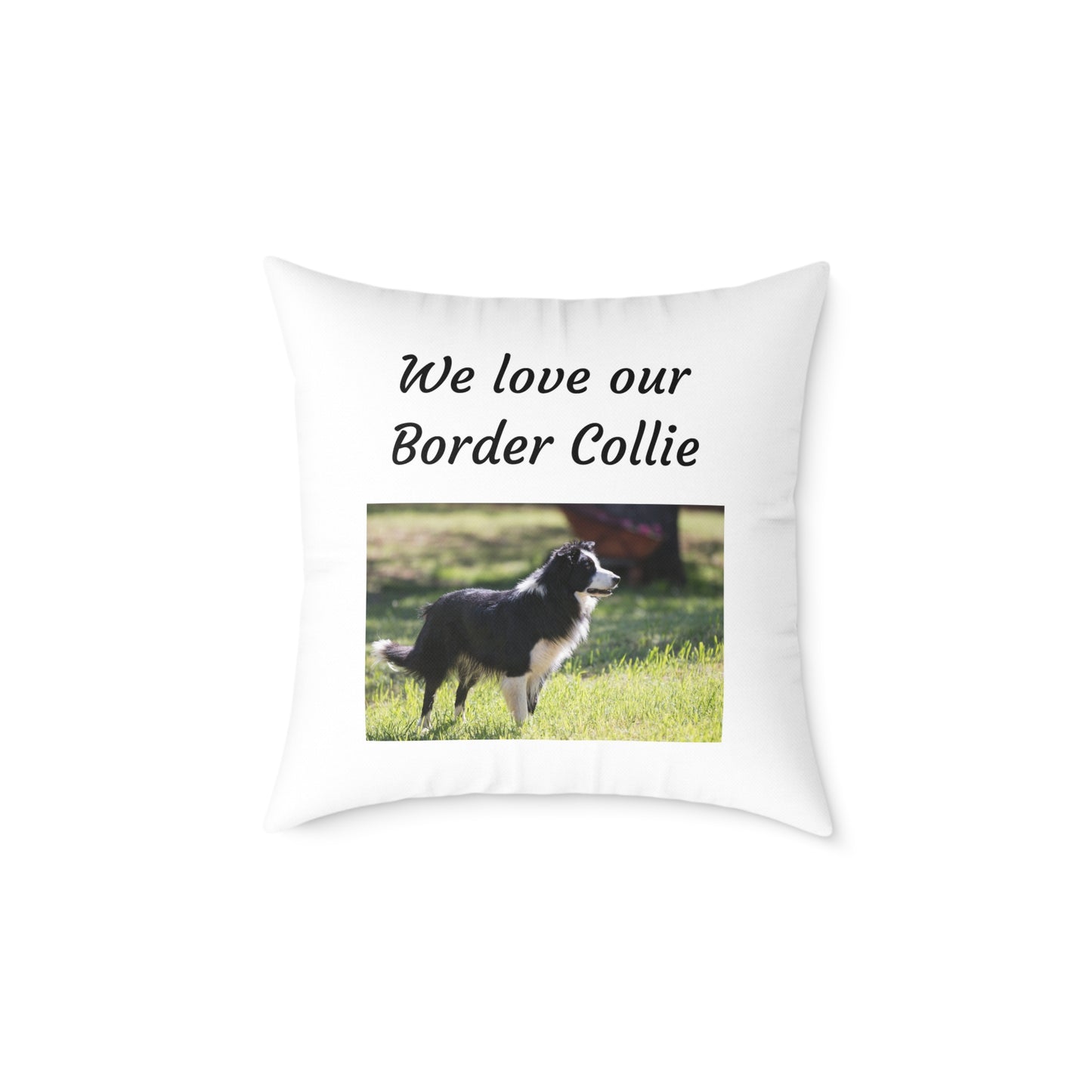 Square Pillow - "We Love Our Border Collie"