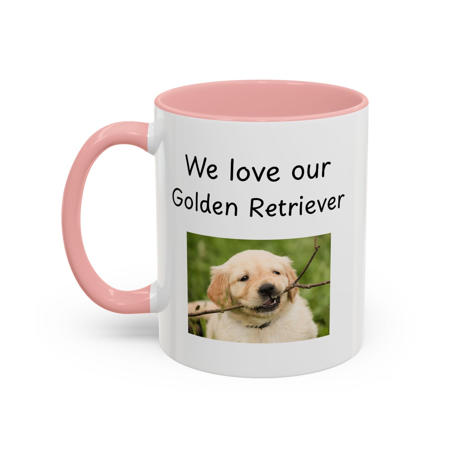 Keramiktasse – „Wir lieben unseren Golden Retriever“
