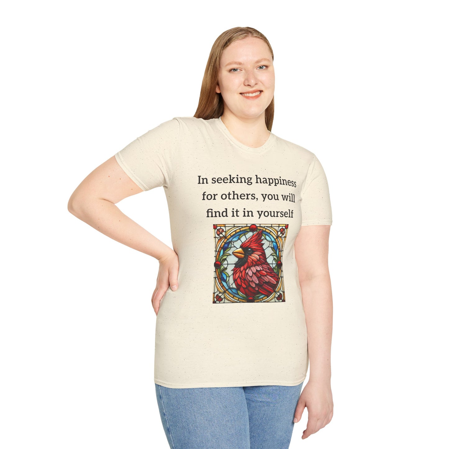 Unisex T-Shirt - Inspirational Cardinal Graphic And Happiness Quote