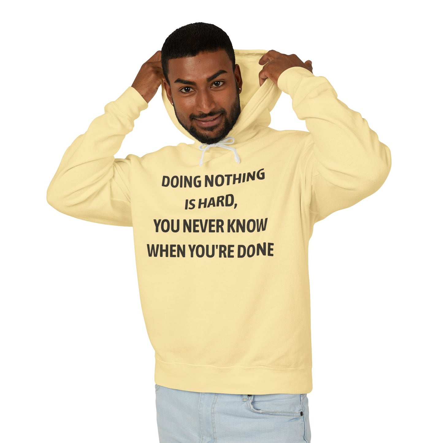 Liggewig-hoodie - "Niks doen is moeilik"