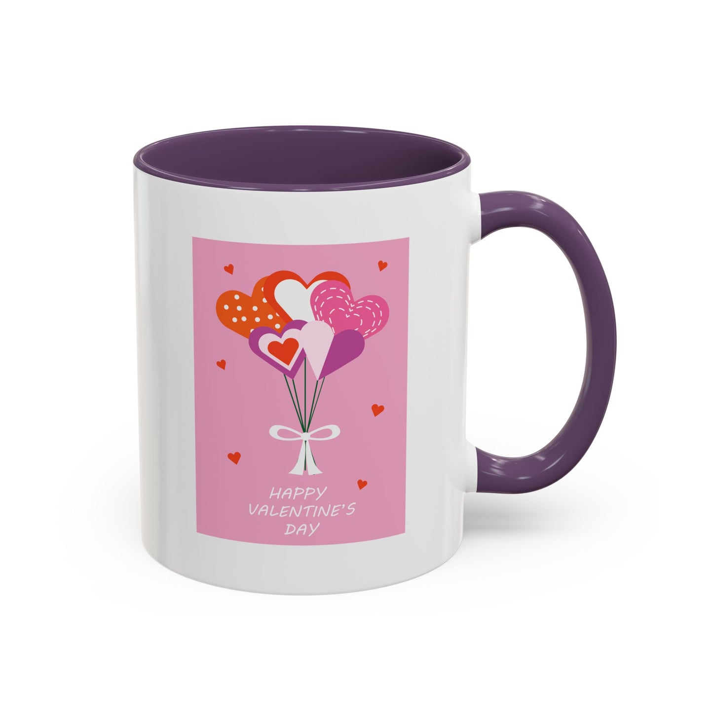 "Happy Valentine's Day" Romantic Heart Balloons Mug