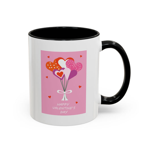 "Happy Valentine's Day" Romantic Heart Balloons Mug