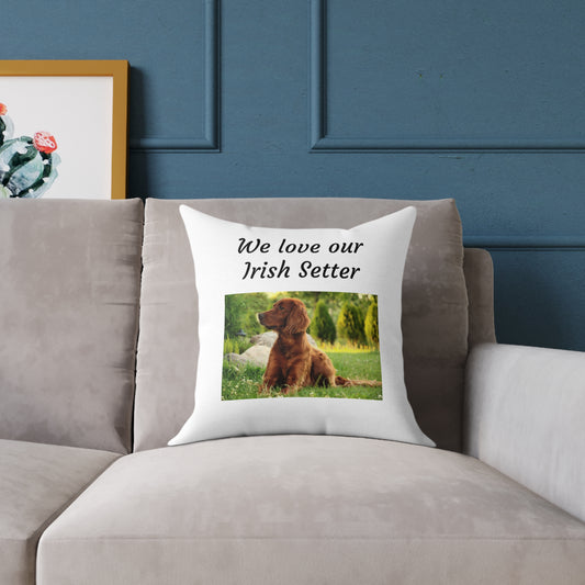 Square Pillow - "We Love Our Irish Setter"