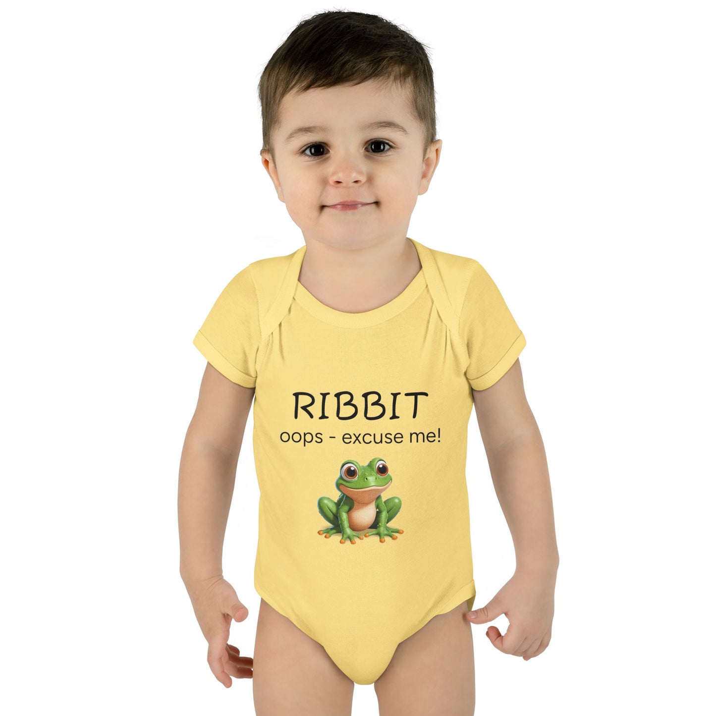 Infant/Toddler Bodysuit -  "RIBBIT - Oops, Excuse Me!" Playful Frog Design