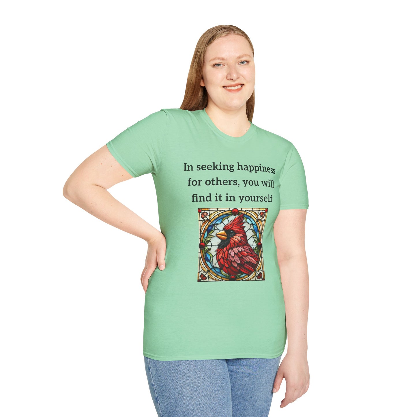 Unisex T-Shirt - Inspirational Cardinal Graphic And Happiness Quote