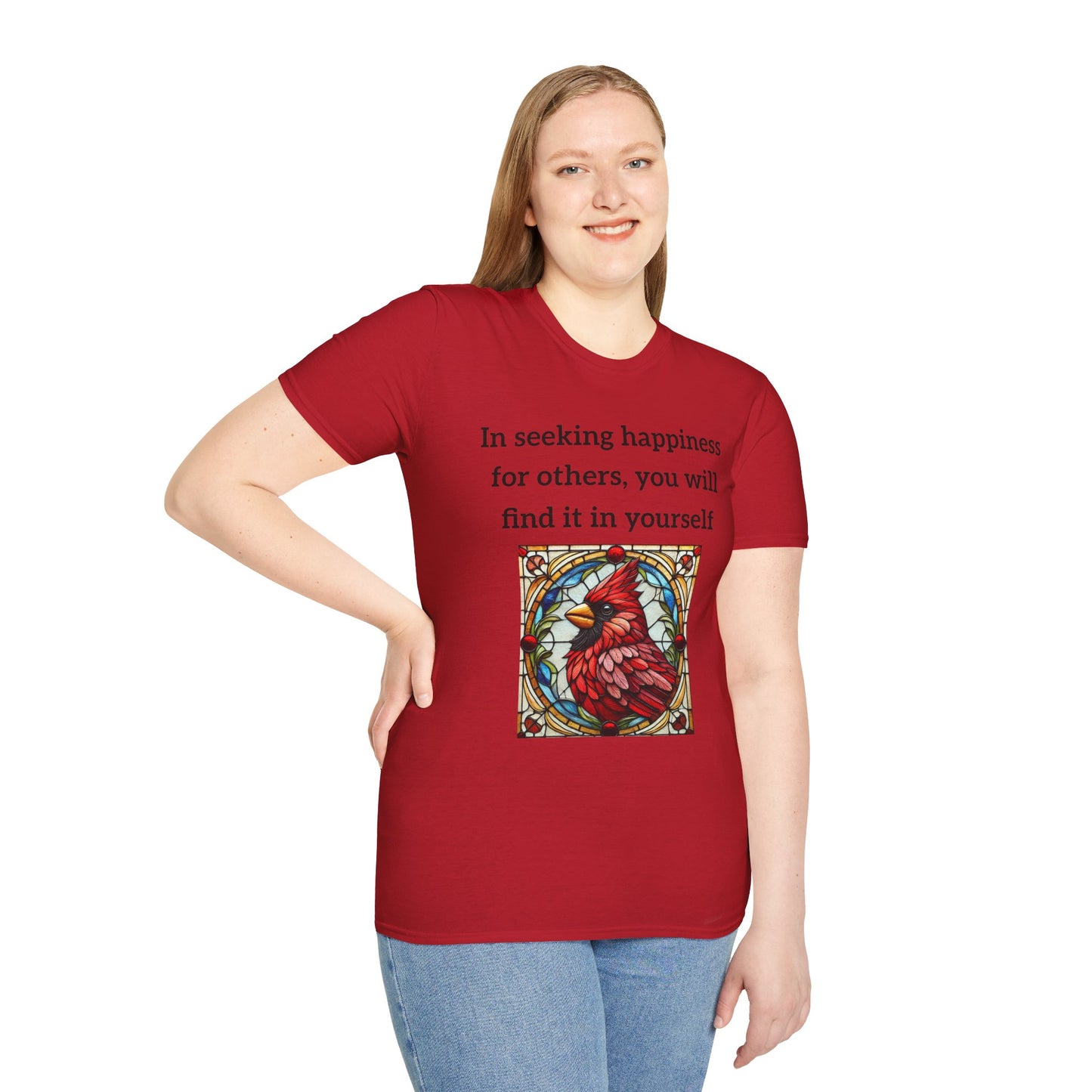 Unisex T-Shirt - Inspirational Cardinal Graphic And Happiness Quote