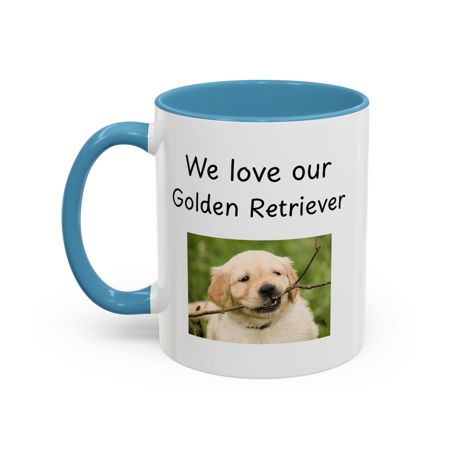 Keramiktasse – „Wir lieben unseren Golden Retriever“