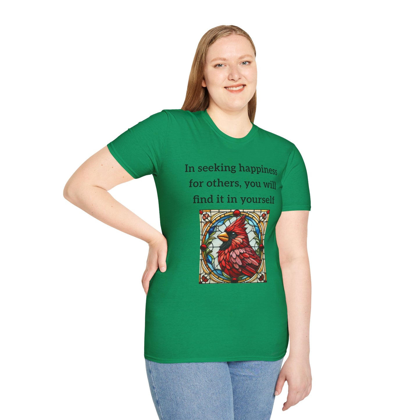 Unisex T-Shirt - Inspirational Cardinal Graphic And Happiness Quote